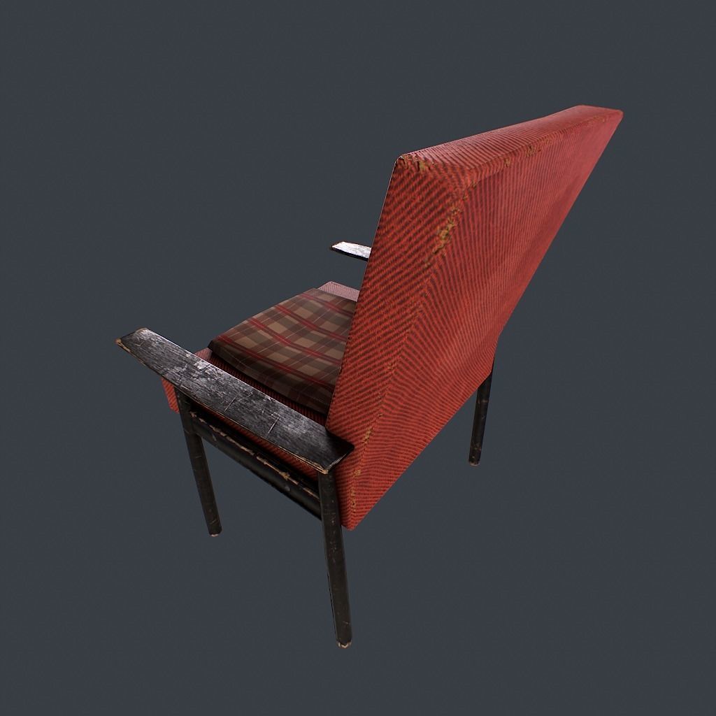 Old Armchair v1 Low-poly 3D model_15