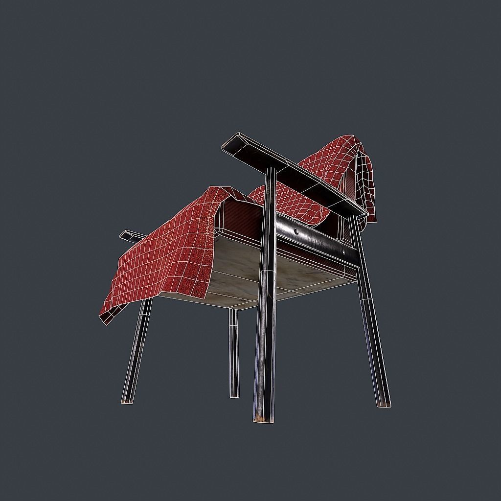 Old Armchair v1 Low-poly 3D model_23