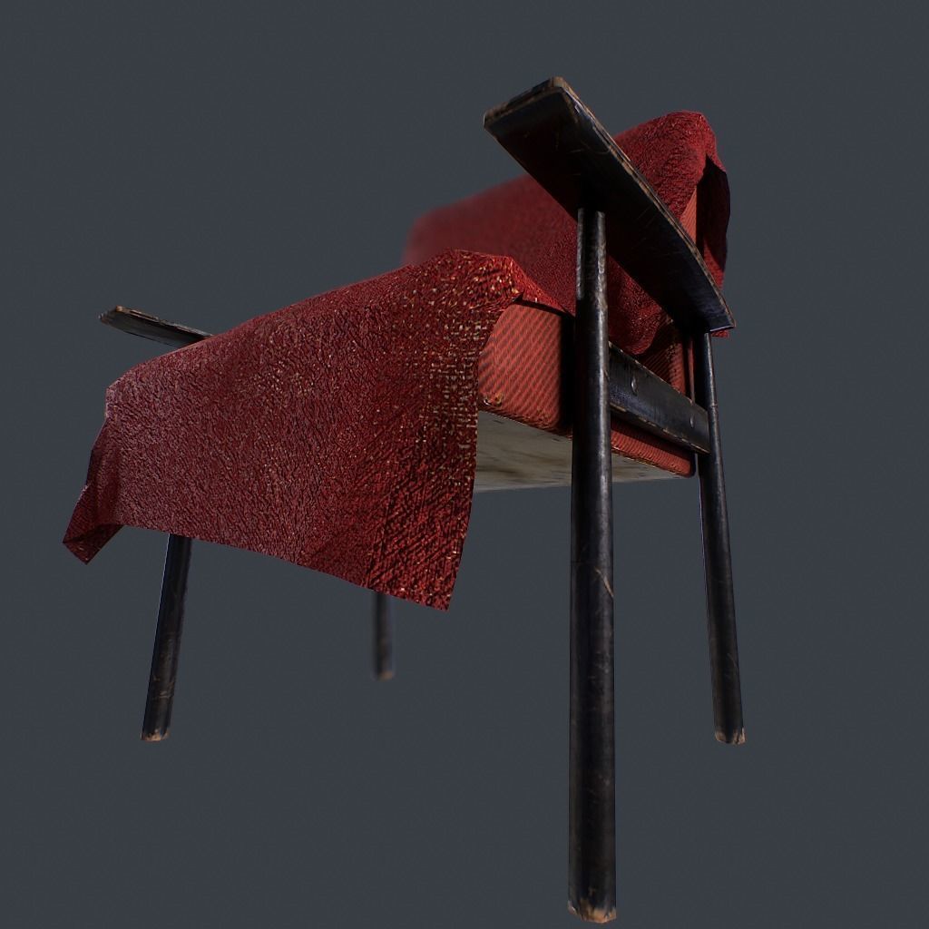 Old Armchair v1 Low-poly 3D model_11