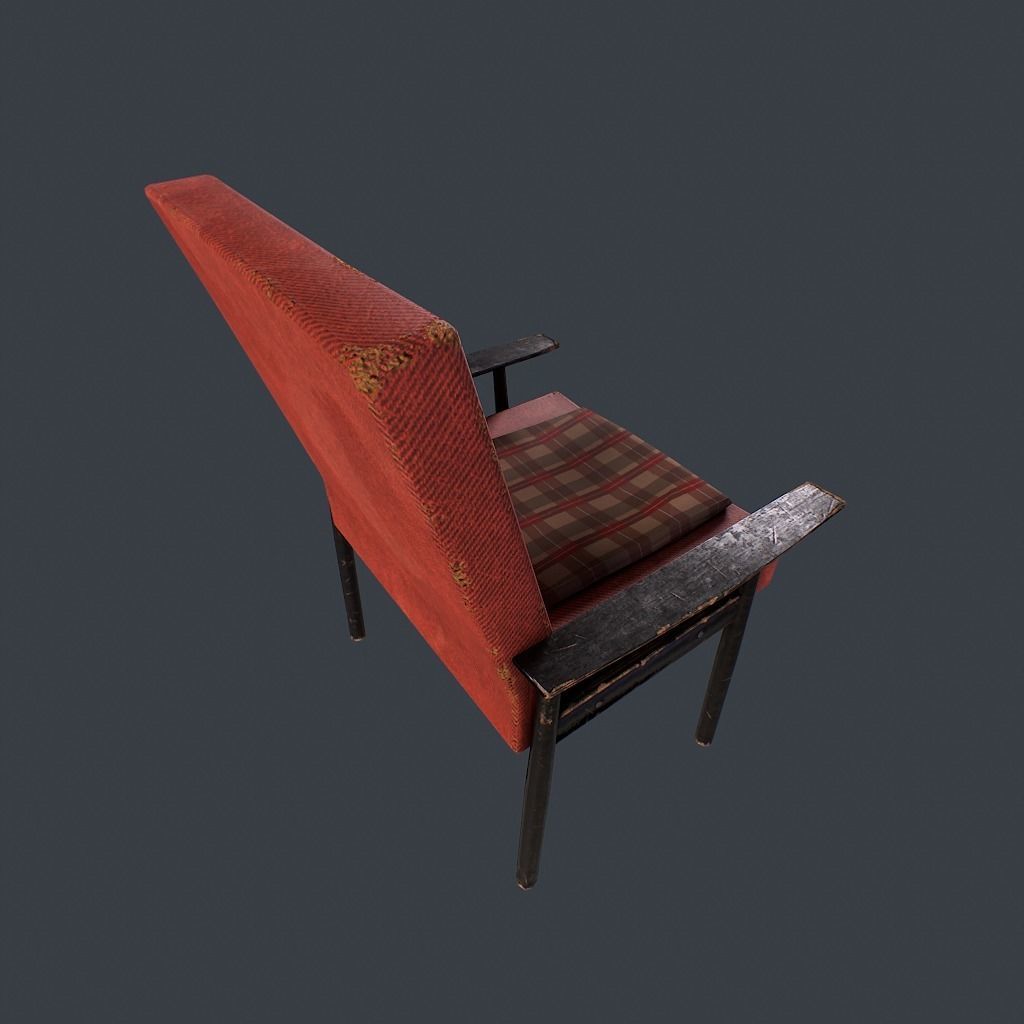 Old Armchair v1 Low-poly 3D model_14