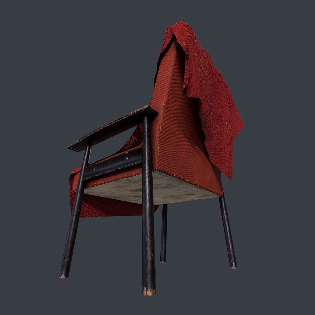 Old Armchair v1 Low-poly 3D model_9