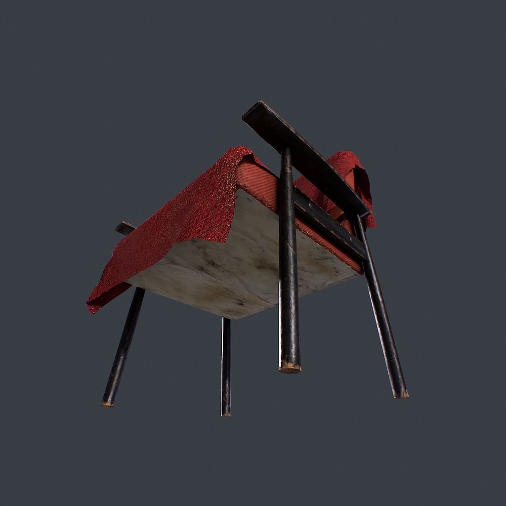 Old Armchair v1 Low-poly 3D model_6