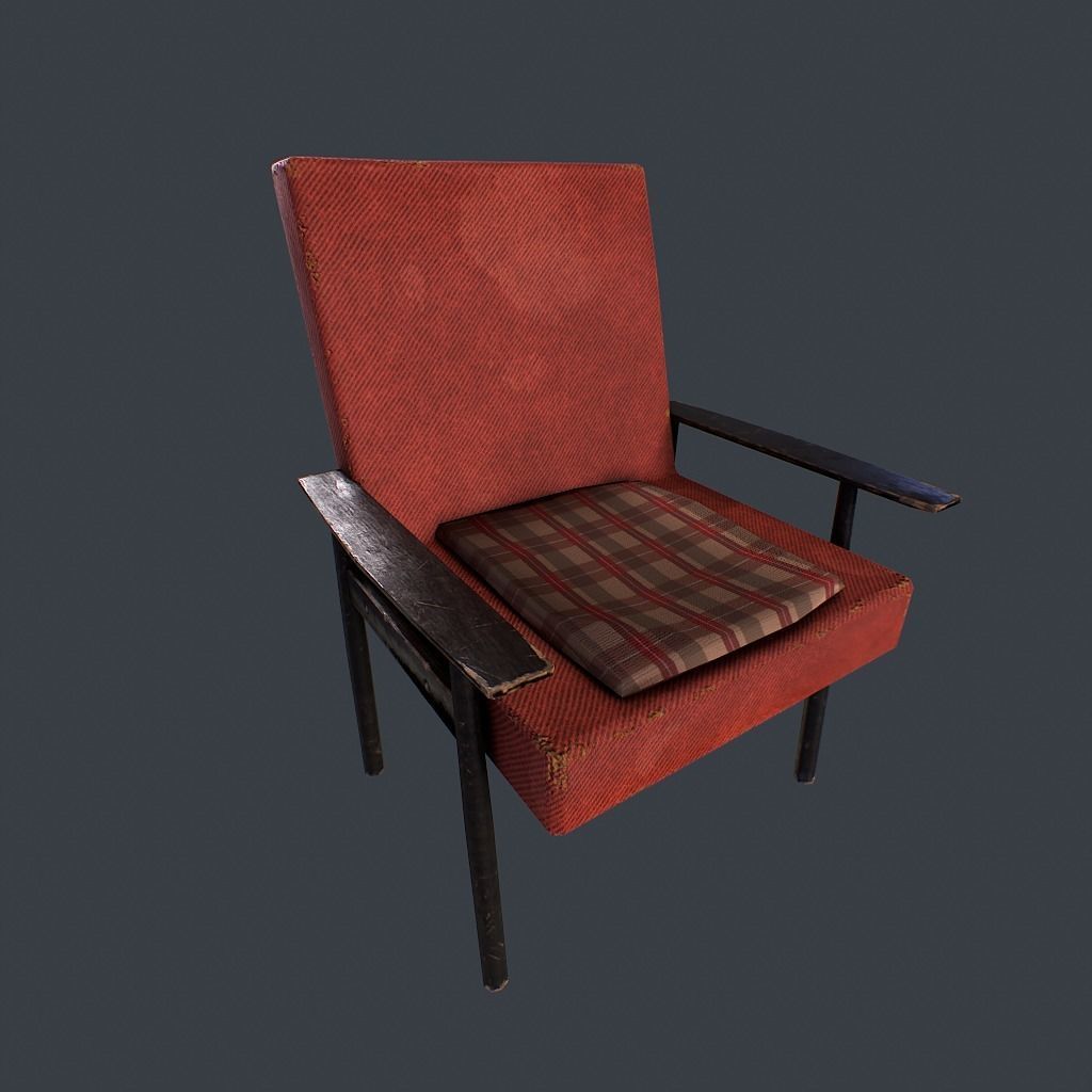 Old Armchair v1 Low-poly 3D model_12