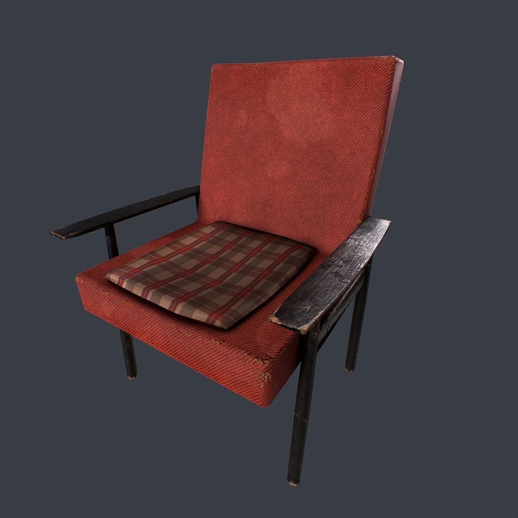 Old Armchair v1 Low-poly 3D model_13