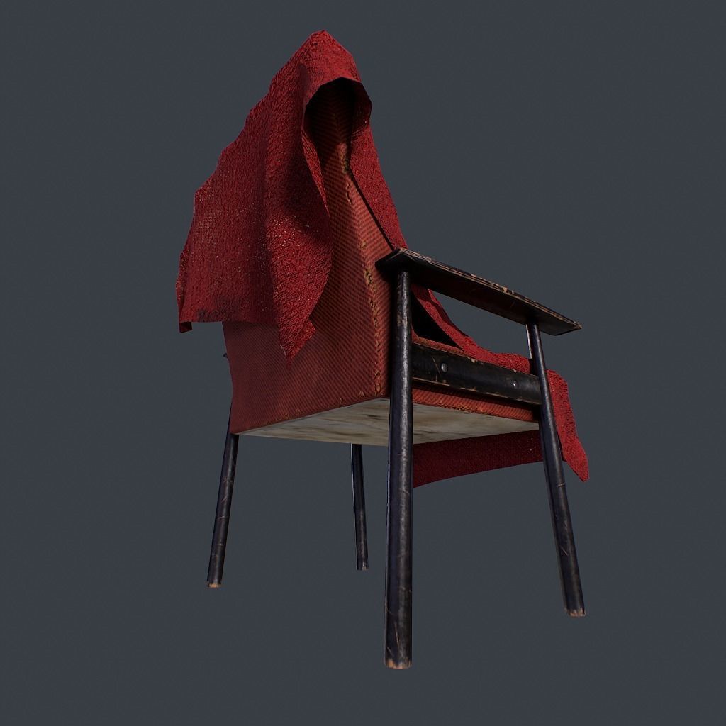 Old Armchair v1 Low-poly 3D model_8