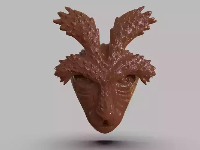Deer God Mask Simple and Wooden Version 3D print model
