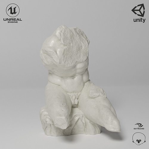 Belvedere Torso Sculpture VR AR Mobile-ready Game-ready Low-poly 3D model