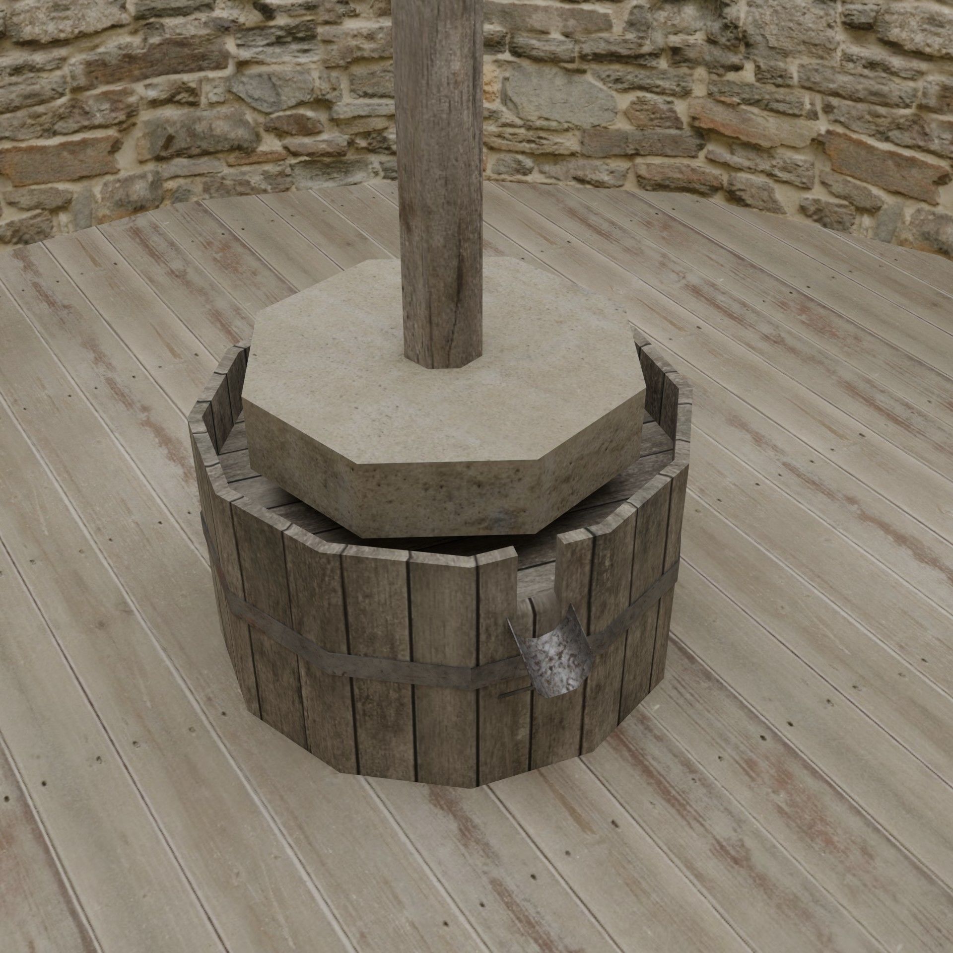 Medieval  windmill Low-poly 3D model_5