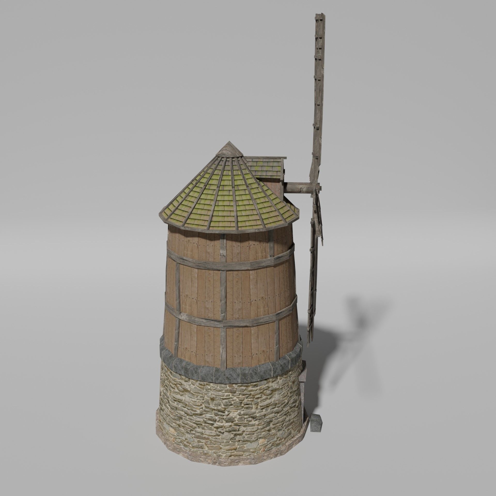 Medieval  windmill Low-poly 3D model_1