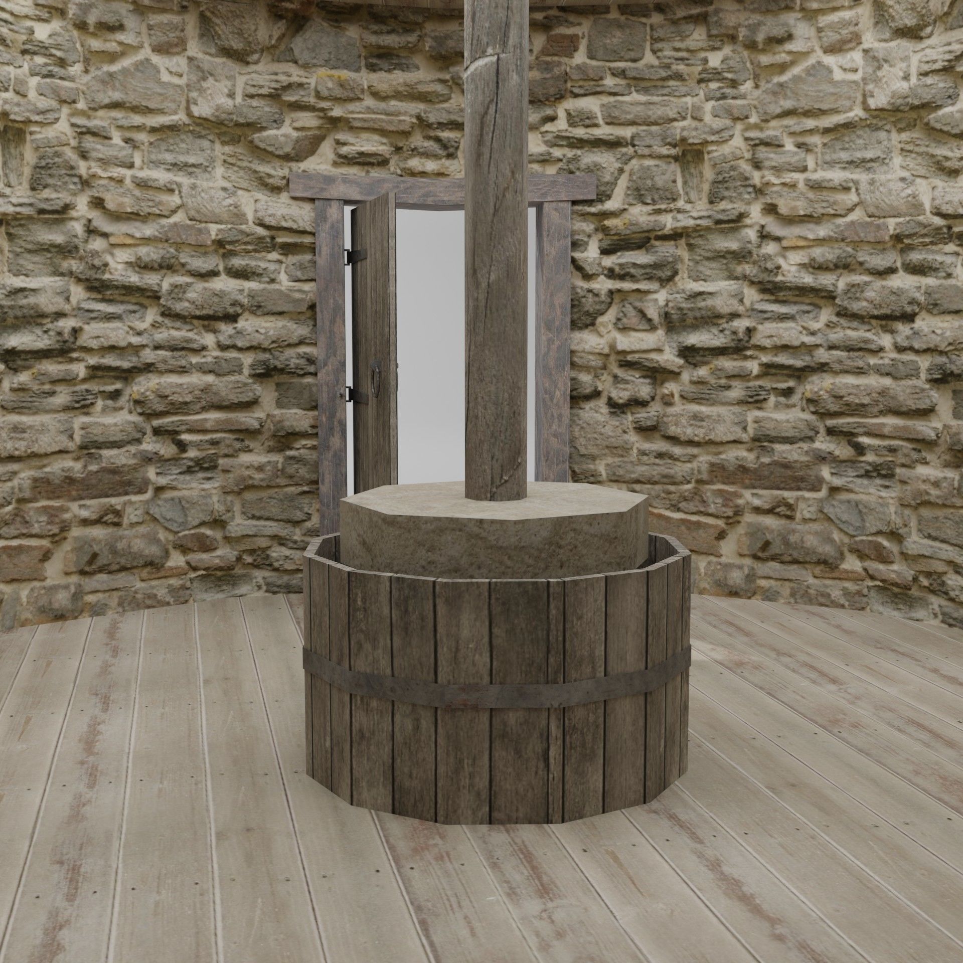 Medieval  windmill Low-poly 3D model_6