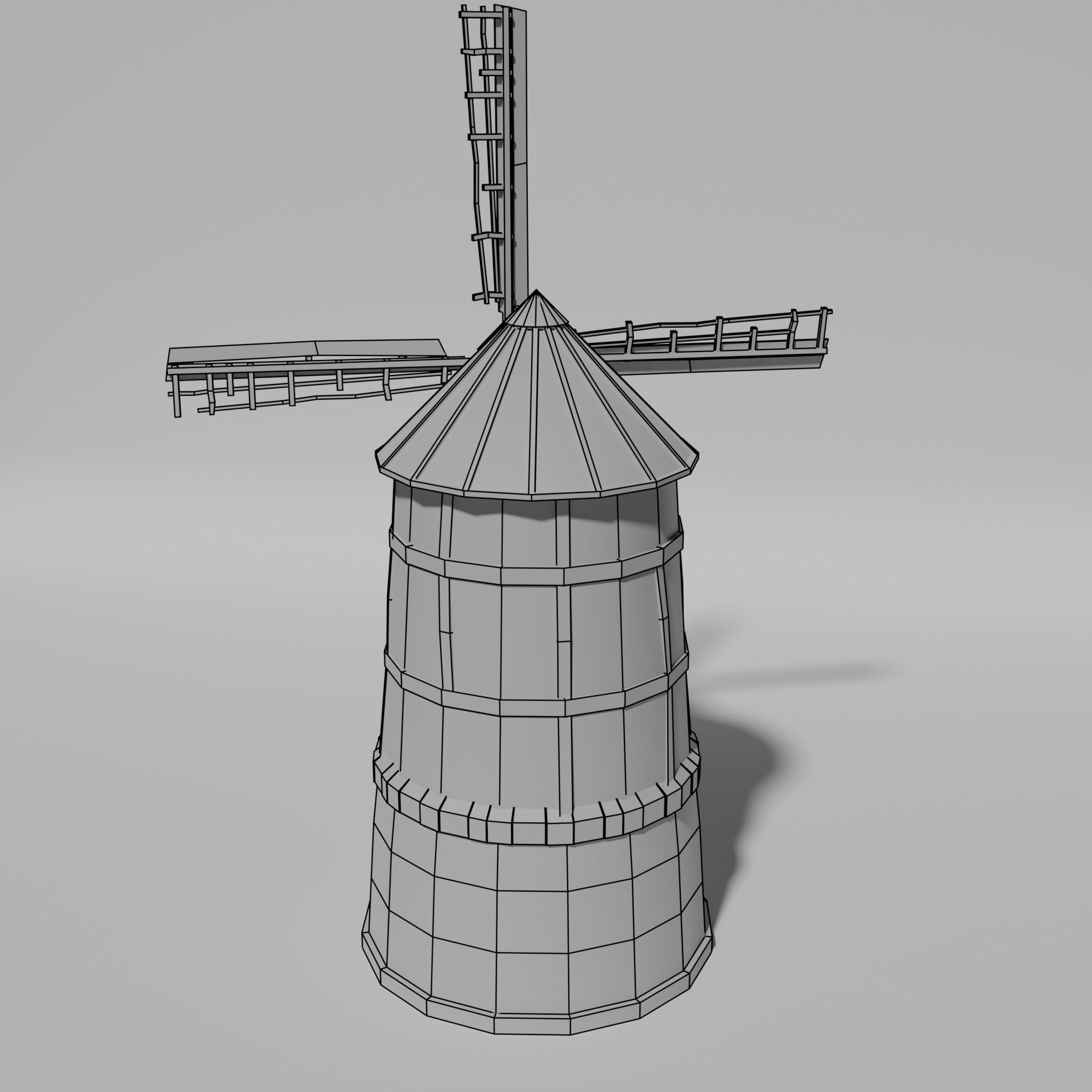 Medieval  windmill Low-poly 3D model_8
