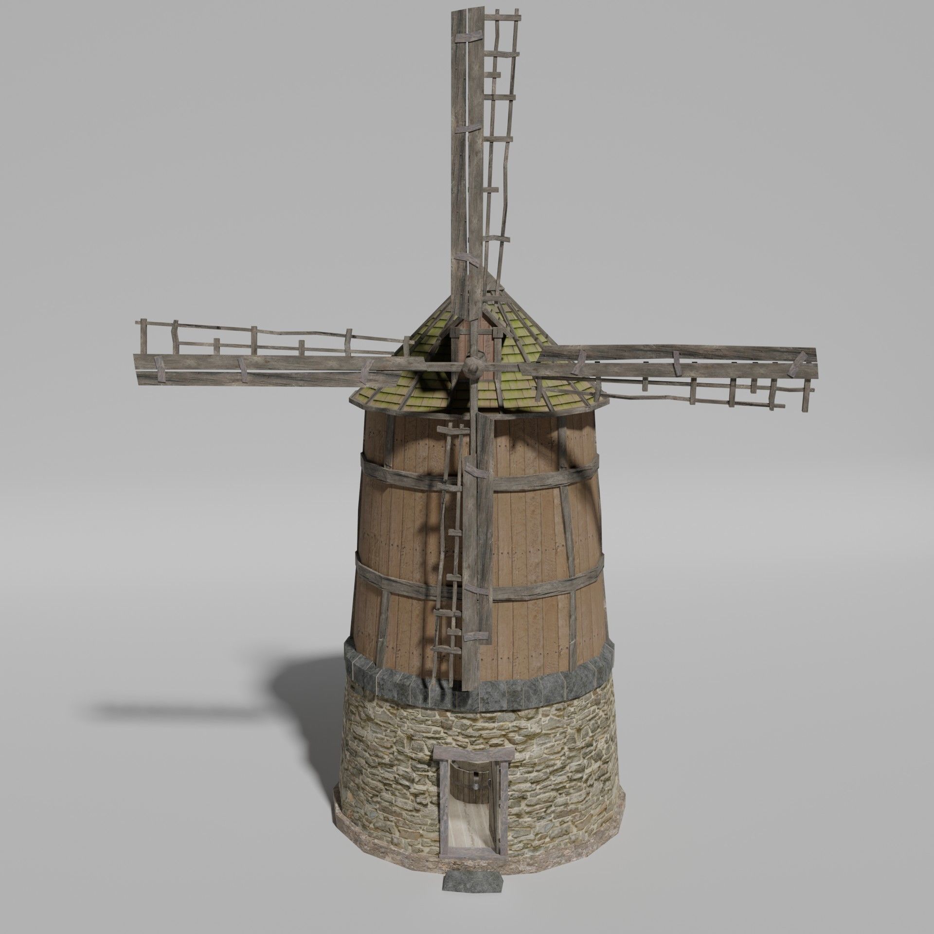 Medieval  windmill Low-poly 3D model_3