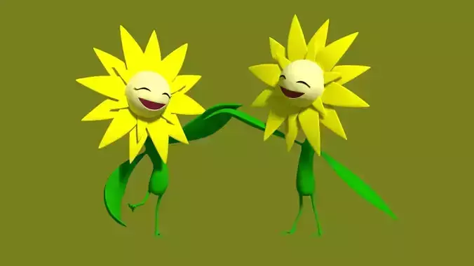 Flower People Low-poly 3D model