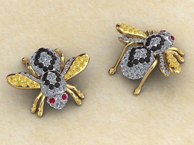 Bee Full Pave Charms Pendant Cuffs 3D print model