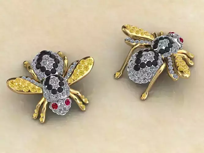 Bee Full Pave Charms Pendant Cuffs