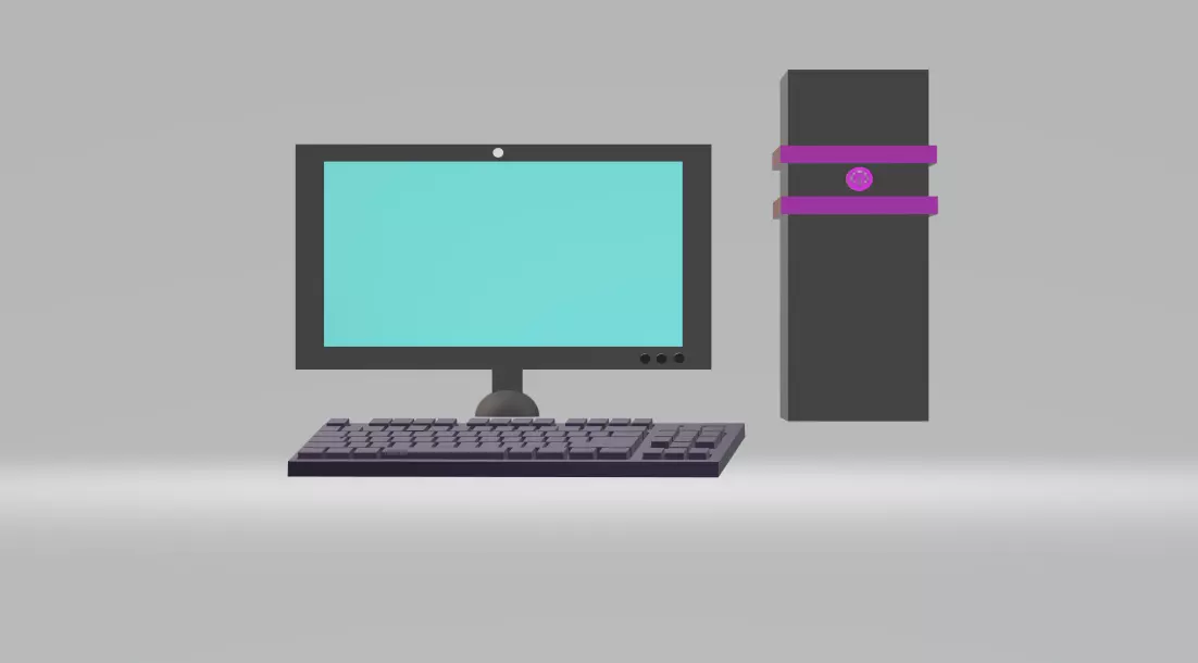 Computer Set with keyboard and monitor Free 3D print model