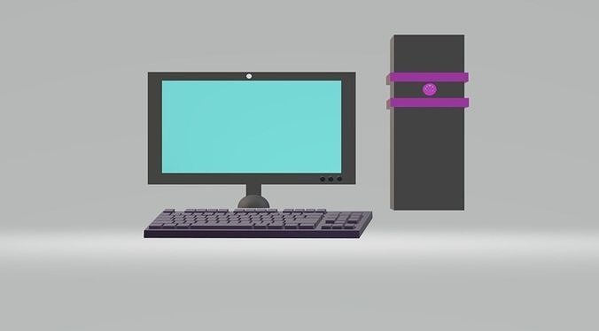 Computer Set with keyboard and monitor Free 3D print model