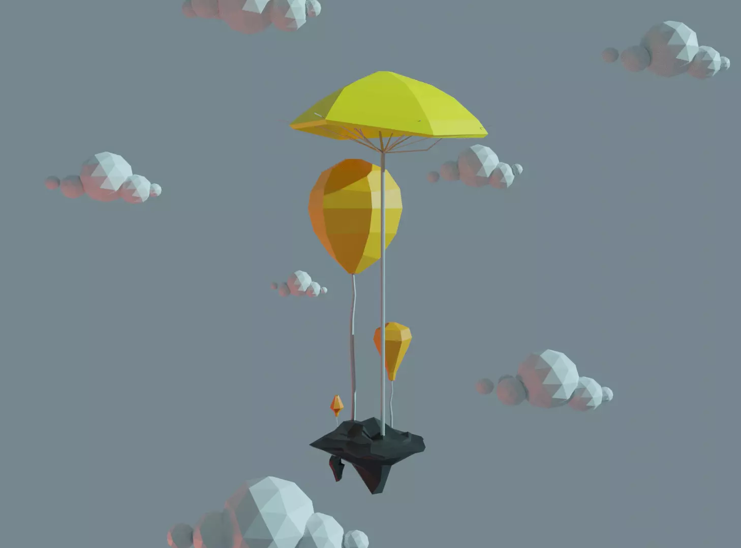 Floating island Low-poly 3D model
