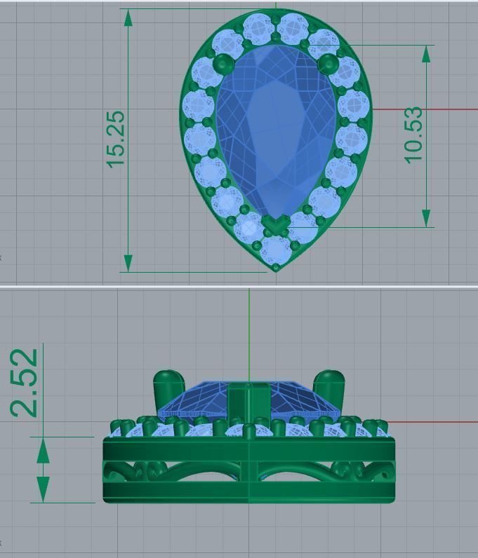 pear shape halo pendant  197 3D print model_1