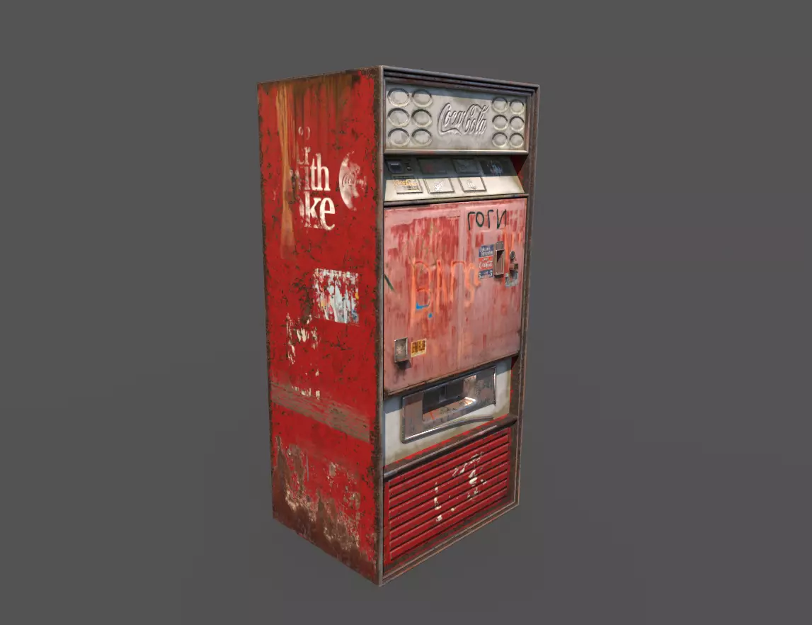 Old Cola Machine Low-poly 3D model_0