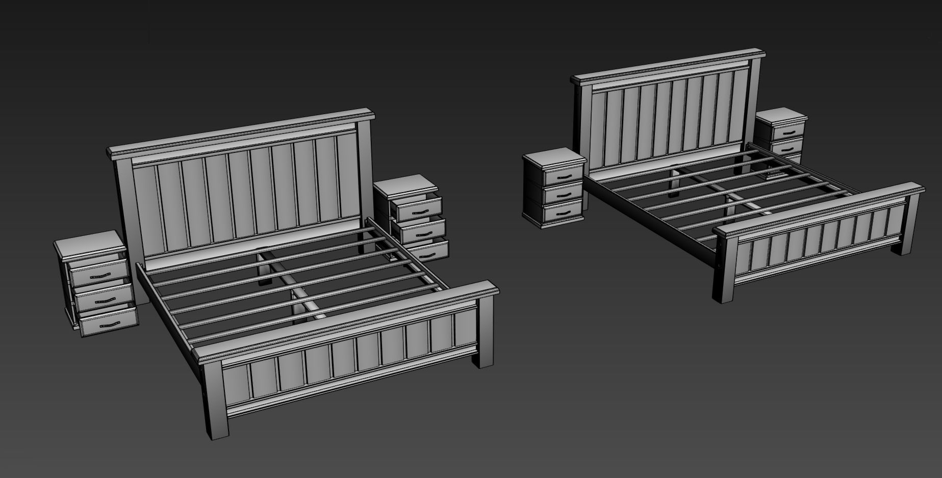 Bed Double Low-poly 3D model_12