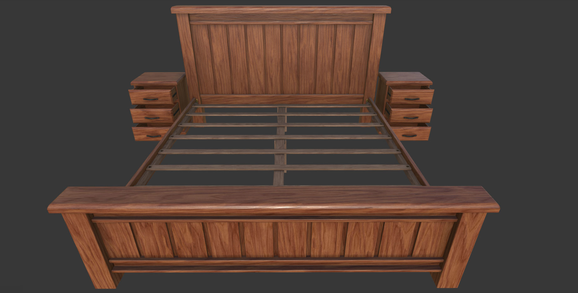 Bed Double Low-poly 3D model_2