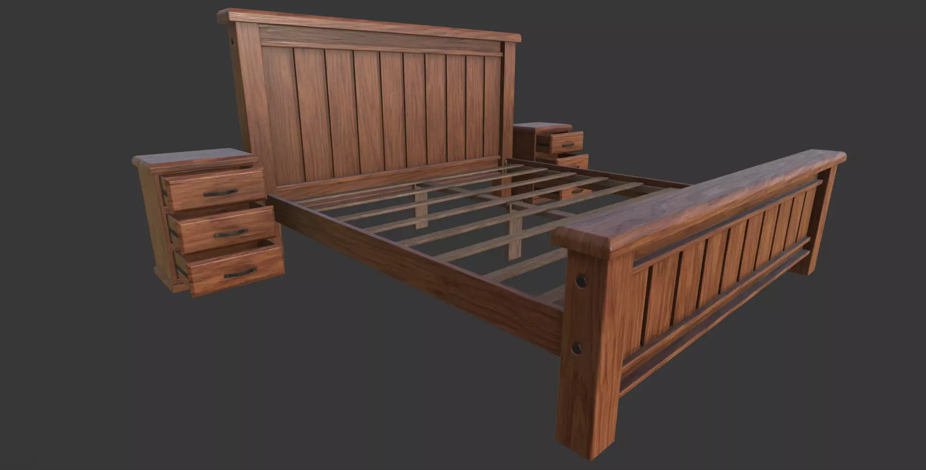 Bed Double Low-poly 3D model_0
