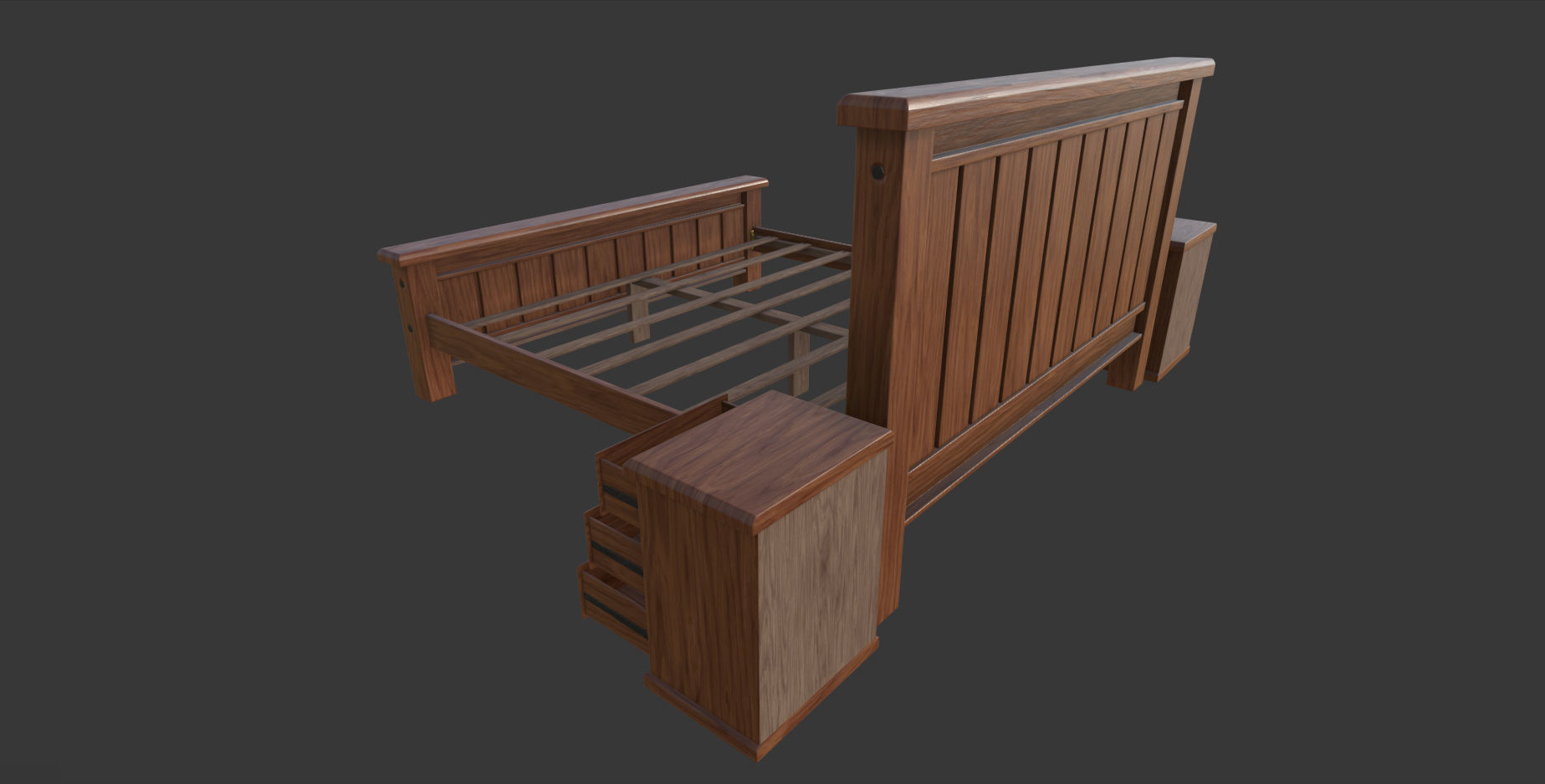 Bed Double Low-poly 3D model_3
