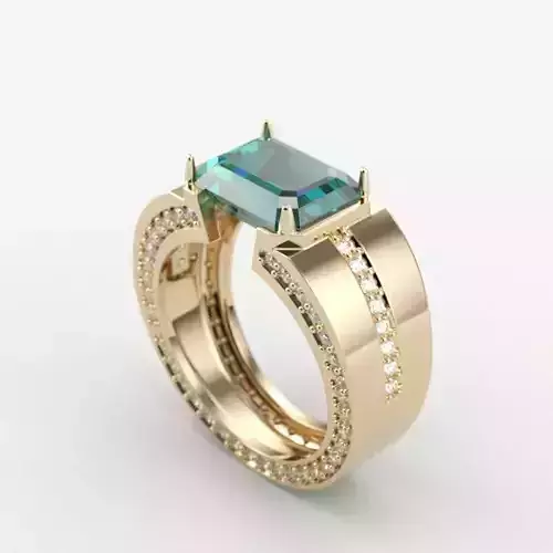 Solitaire women ring with gems 3dm stl