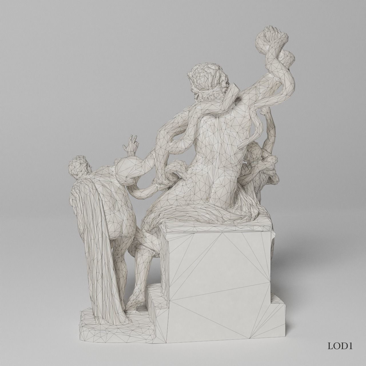 Laocoon and His Sons Sculpture VR AR Mobile-ready Game-ready Low-poly 3D model_14
