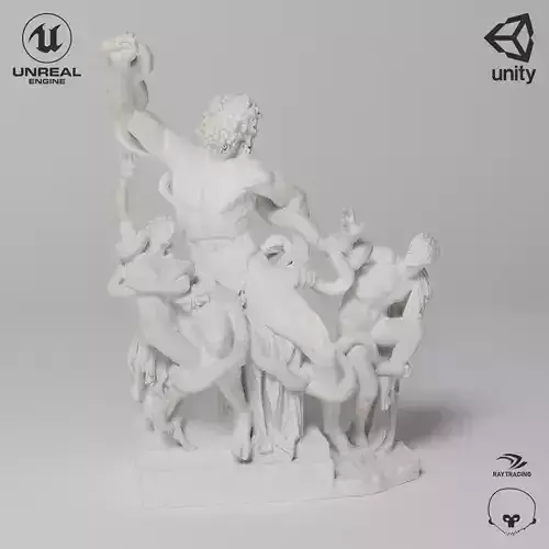 Laocoon and His Sons Sculpture VR AR Mobile-ready Game-ready Low-poly 3D model