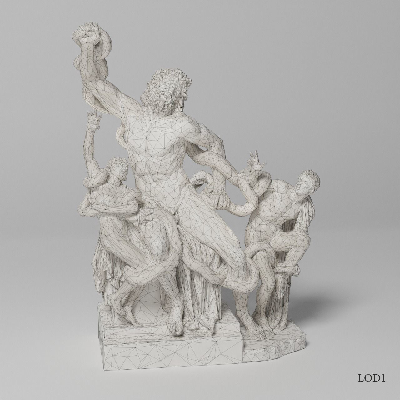 Laocoon and His Sons Sculpture VR AR Mobile-ready Game-ready Low-poly 3D model_13