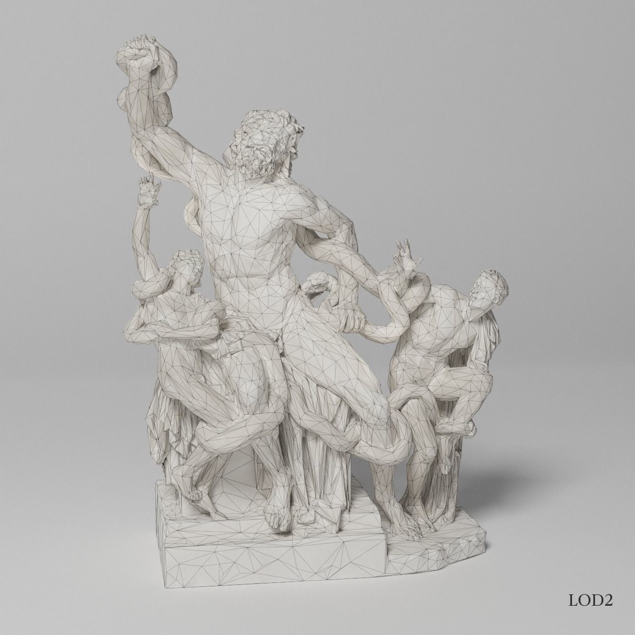 Laocoon and His Sons Sculpture VR AR Mobile-ready Game-ready Low-poly 3D model_15