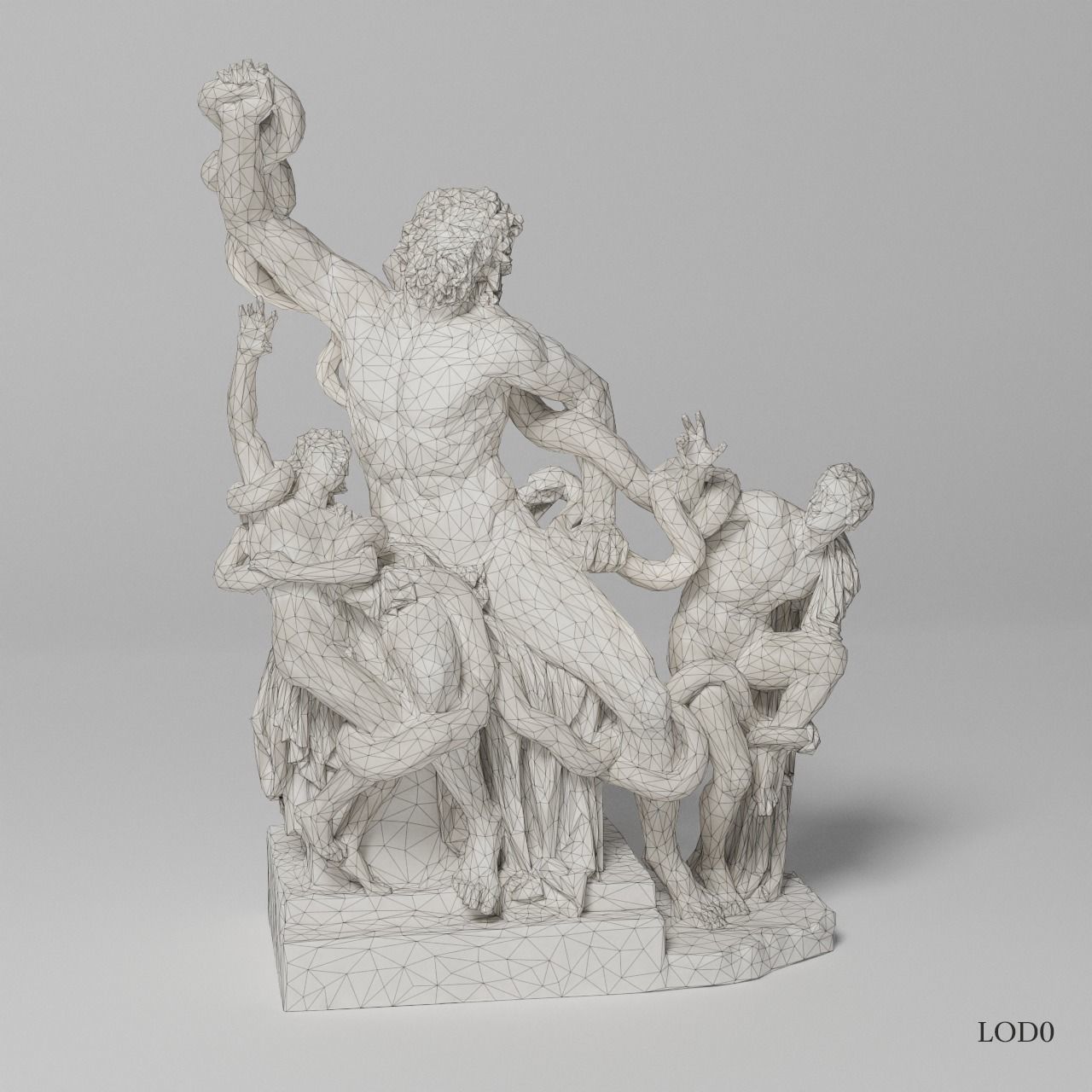 Laocoon and His Sons Sculpture VR AR Mobile-ready Game-ready Low-poly 3D model_11