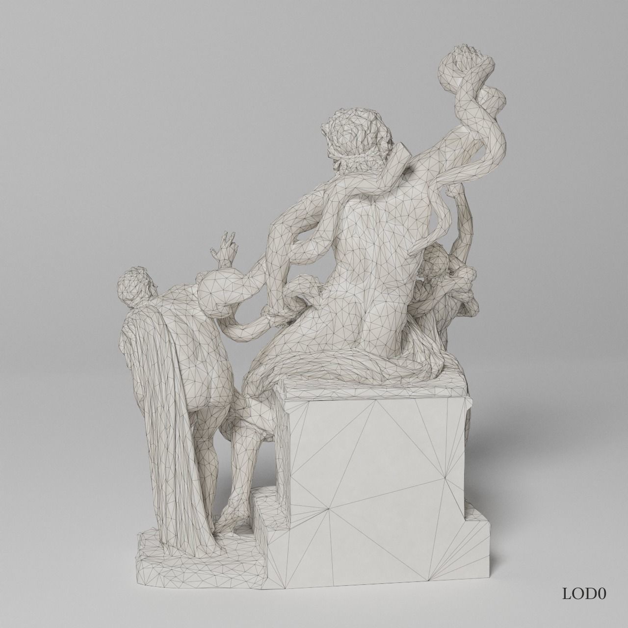 Laocoon and His Sons Sculpture VR AR Mobile-ready Game-ready Low-poly 3D model_12