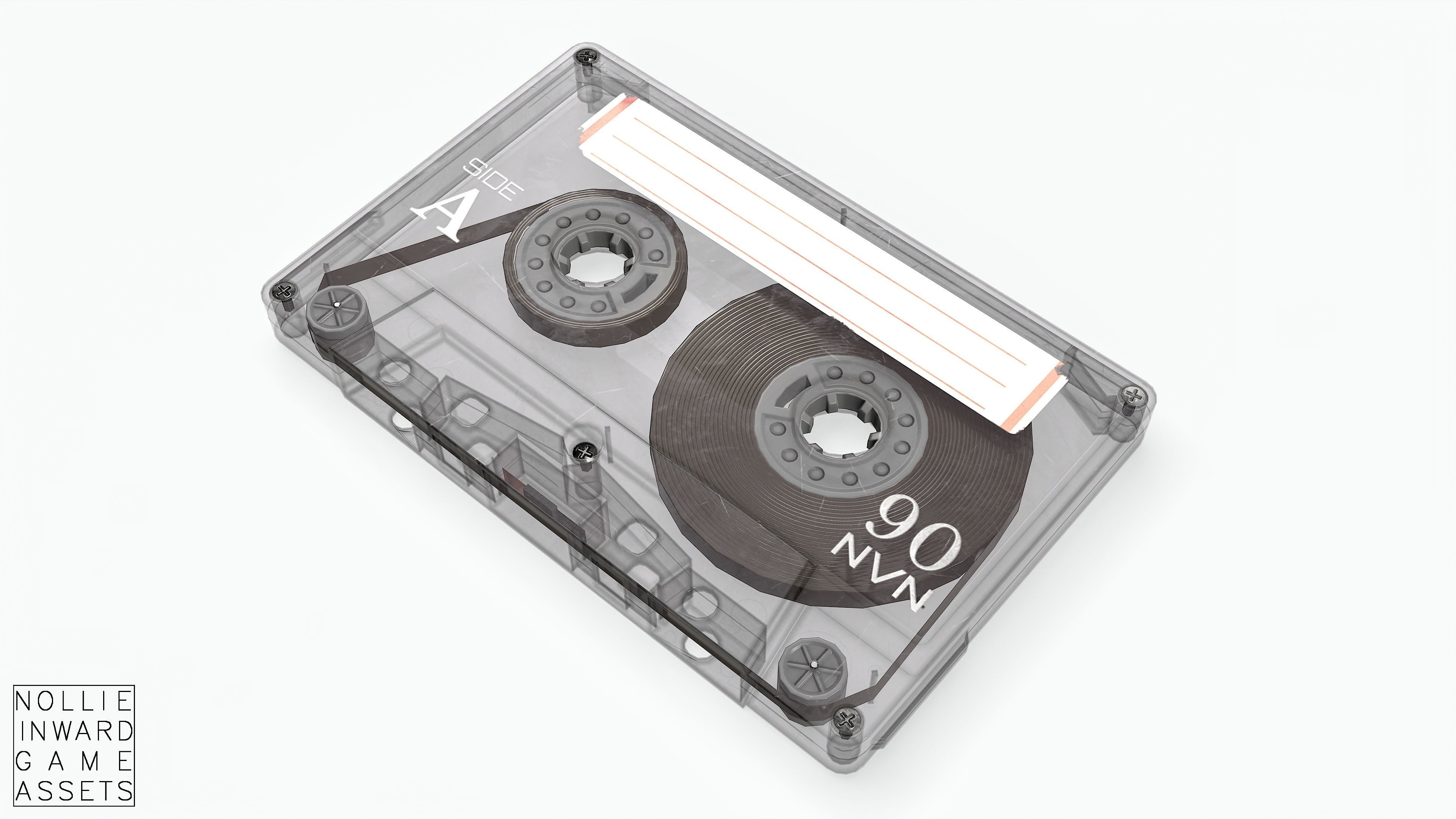 Cassette Tape Gray Transparent  - 4 Variants Low-poly 3D model_2
