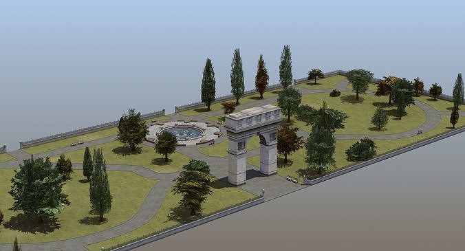 City Park Music Festival Low-poly 3D model
