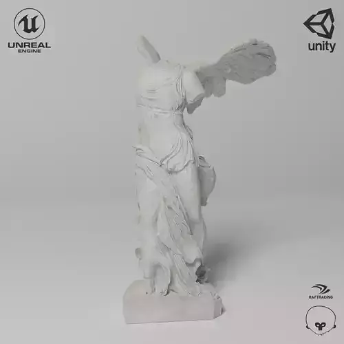 Winged Victory of Samothrace Sculpture VR AR Mobile Game-ready Low-poly 3D model