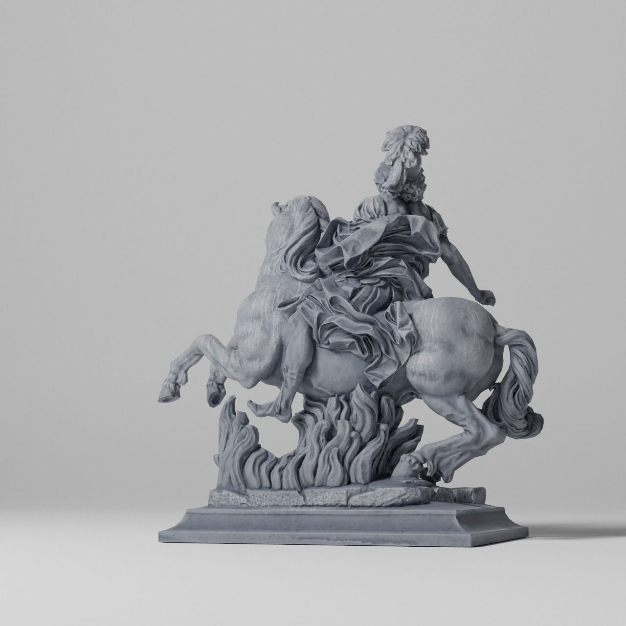 Equestrian statue of Louis XIV Sculpture VR AR Mobile Game-ready Low-poly 3D model_10
