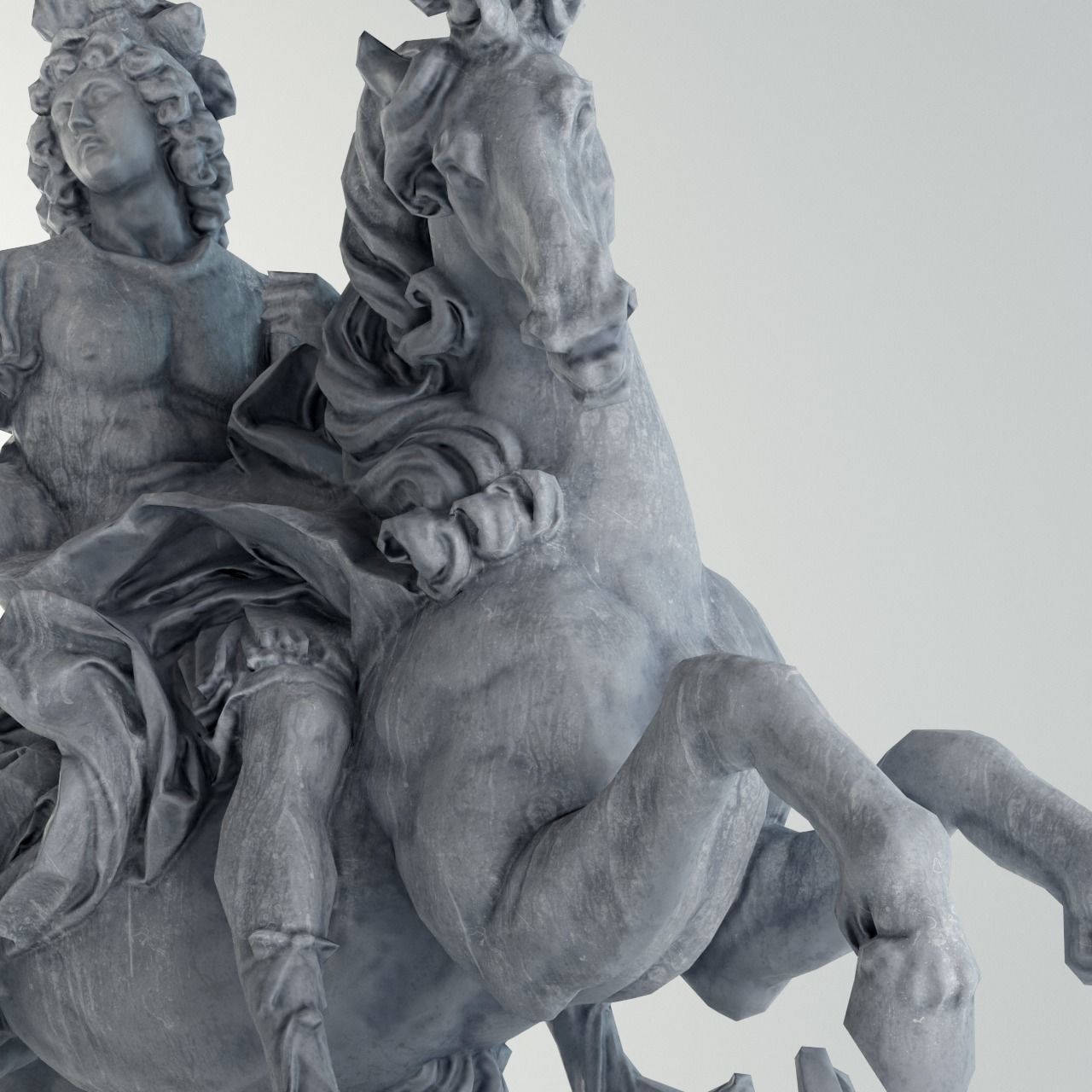Equestrian statue of Louis XIV Sculpture VR AR Mobile Game-ready Low-poly 3D model_18