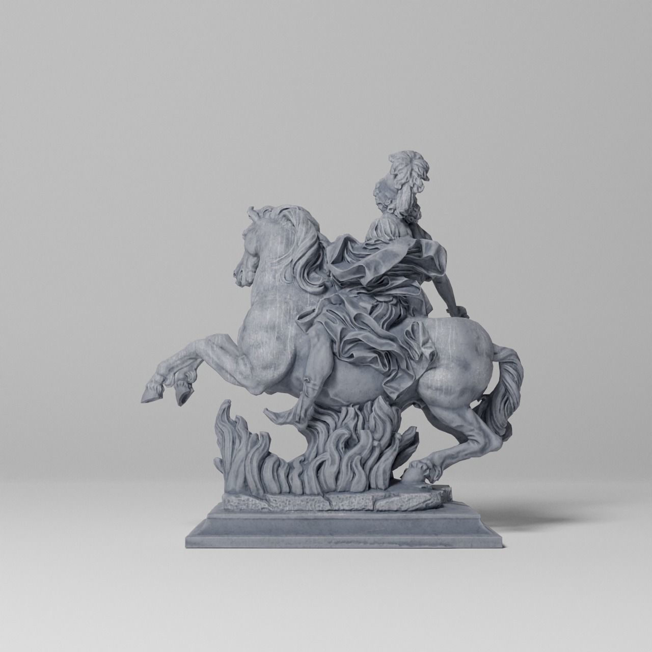 Equestrian statue of Louis XIV Sculpture VR AR Mobile Game-ready Low-poly 3D model_9
