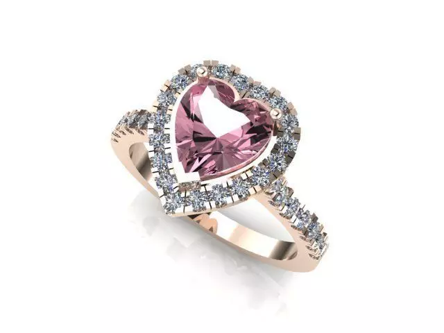 Heart Pink Diamond Ring 3D print model