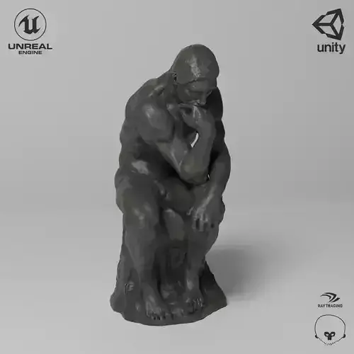 The Thinker Sculpture VR AR Mobile-ready Game-ready