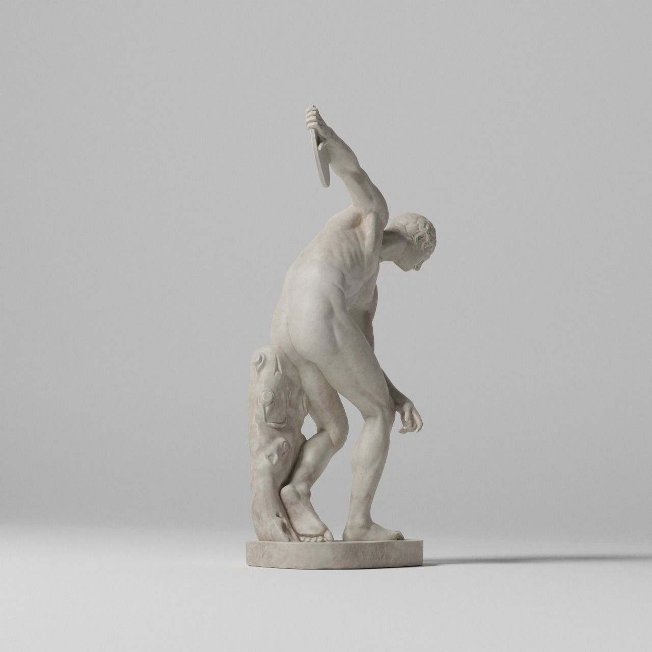 The Discobolus Tivoli Sculpture VR AR Mobile-ready Game-ready Low-poly 3D model_12