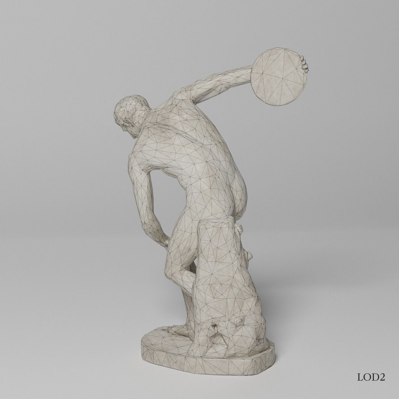 The Discobolus Tivoli Sculpture VR AR Mobile-ready Game-ready Low-poly 3D model_18