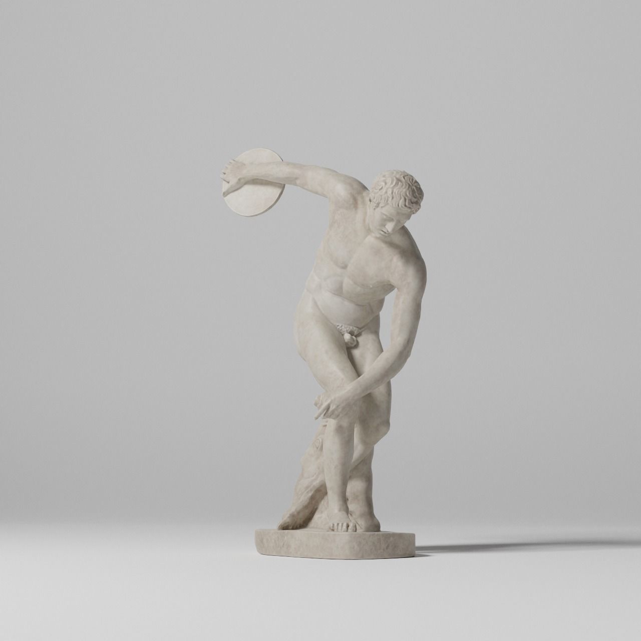 The Discobolus Tivoli Sculpture VR AR Mobile-ready Game-ready Low-poly 3D model_8