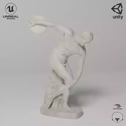 The Discobolus Tivoli Sculpture VR AR Mobile-ready Game-ready Low-poly 3D model