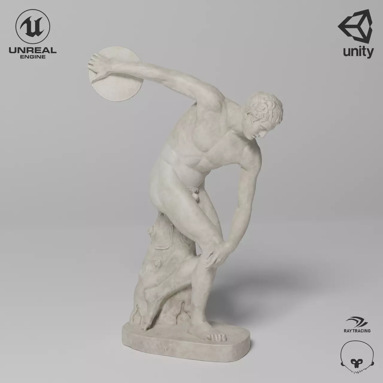 The Discobolus Tivoli Sculpture VR AR Mobile-ready Game-ready Low-poly 3D model_0