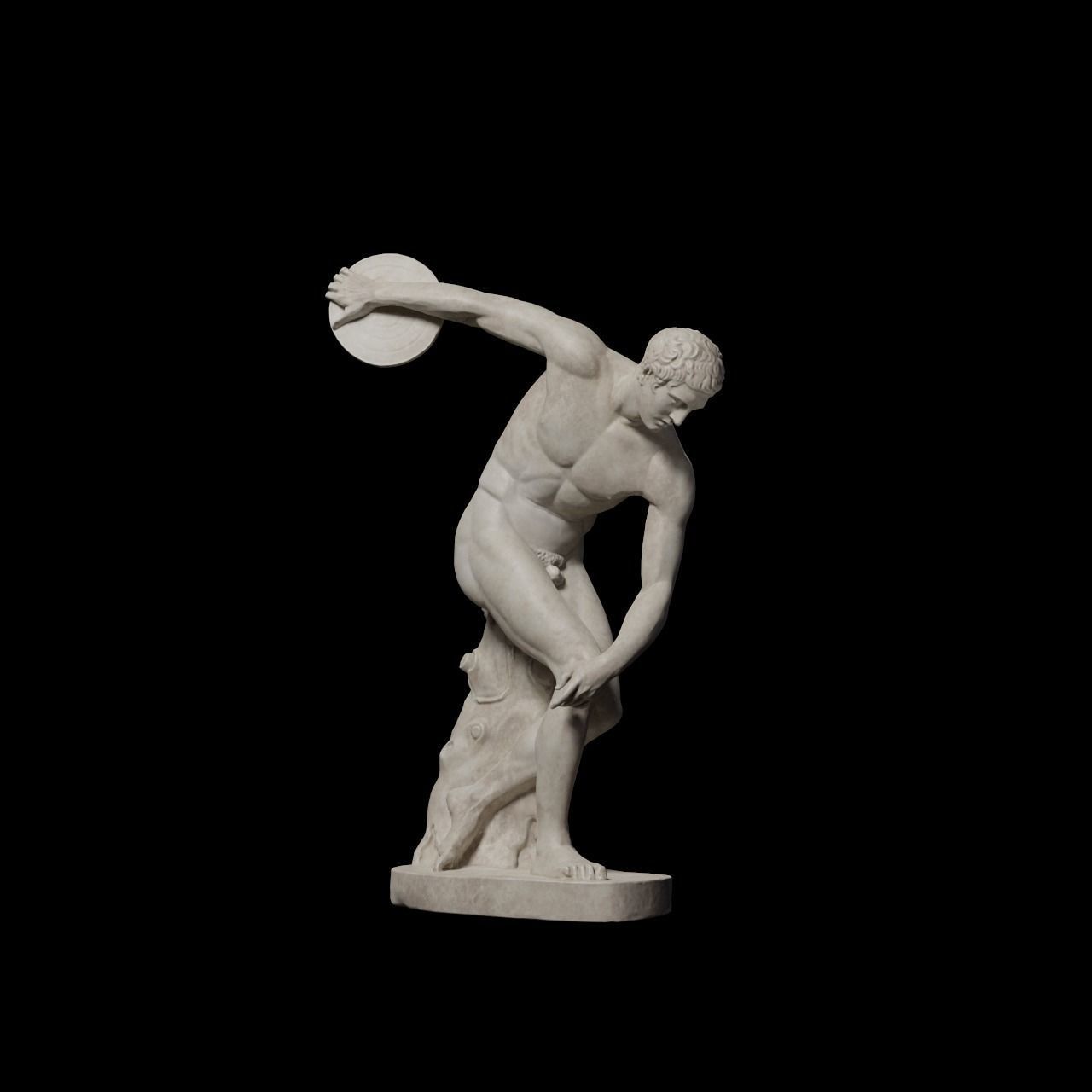 The Discobolus Tivoli Sculpture VR AR Mobile-ready Game-ready Low-poly 3D model_7