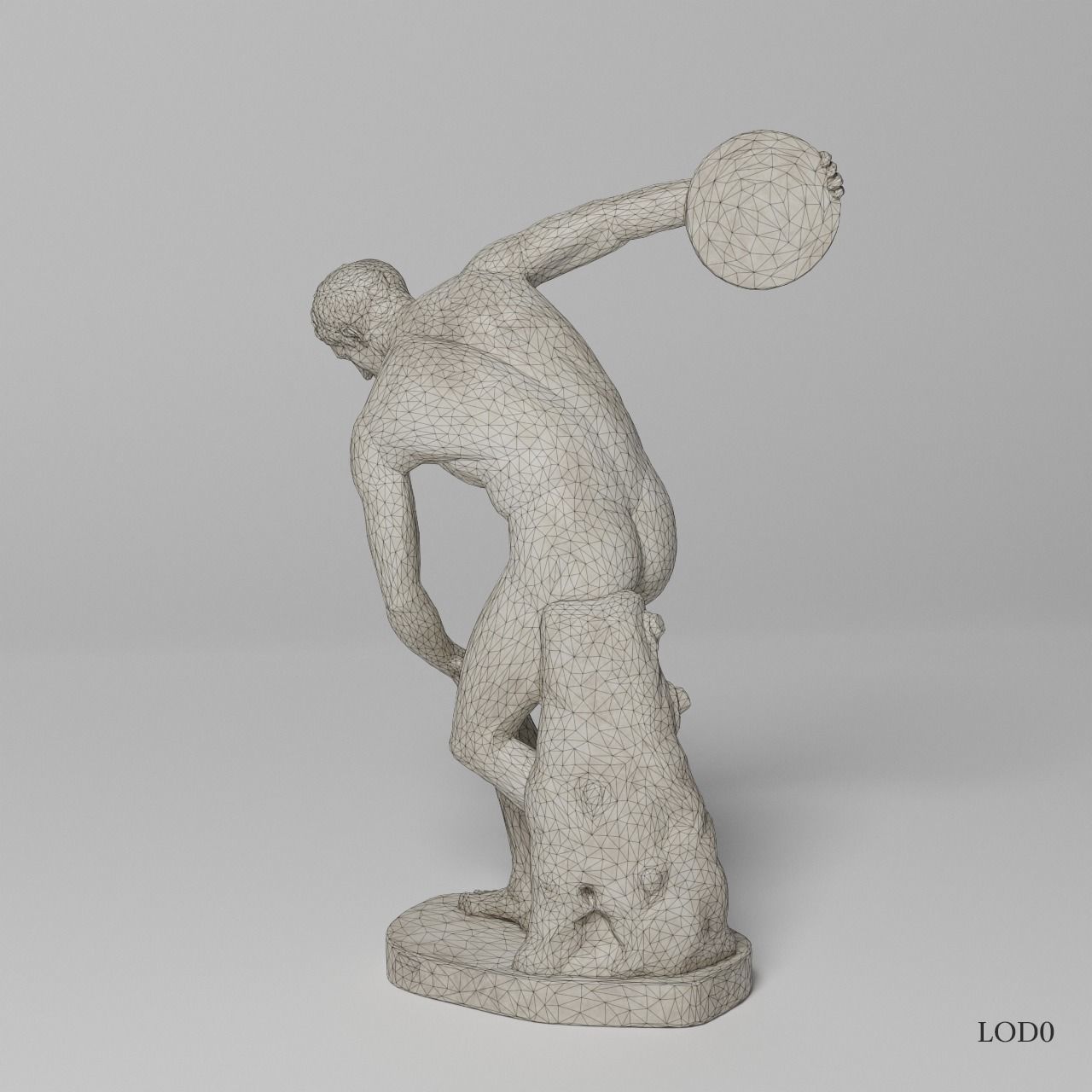 The Discobolus Tivoli Sculpture VR AR Mobile-ready Game-ready Low-poly 3D model_14